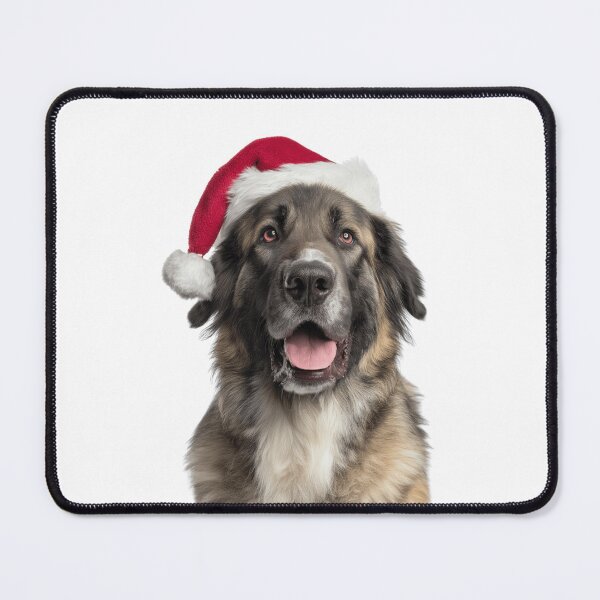 Item preview, Leonberger dog with Christmas Hat – Festive Gentle Giant dog Xmas Design designed and sold by LazyOwlStore.