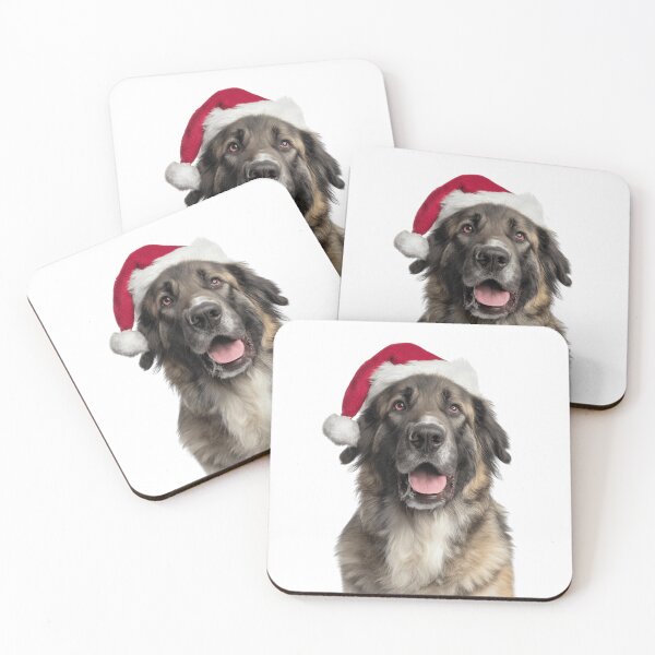 Item preview, Leonberger dog with Christmas Hat – Festive Gentle Giant dog Xmas Design designed and sold by LazyOwlStore.