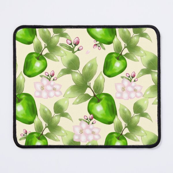 Item preview, Fresh hand drawn digital illustration, apple tree, green apple, apple flower, with beige background designed and sold by dreamseller88.