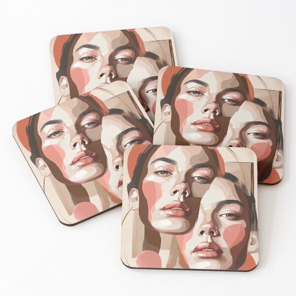 Item preview, Abstract Overlapping Faces – Blush Line Art Illustration with Minimal Shapes designed and sold by Pixelzo.