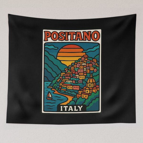 Item preview, Positano Italy Retro Travel designed and sold by TomFrontierArt.