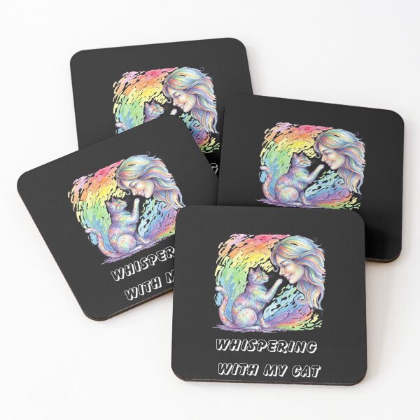 Item preview, Whispering with My Cat — Rainbow Cat Art Illustration designed and sold by Kindloom.