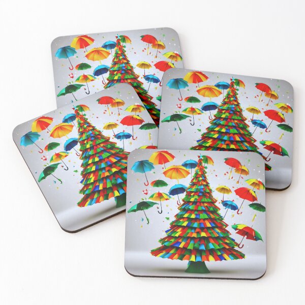 Item preview, Christmas Tree with Crazy Colorful Umbrellas. designed and sold by Zofia Sosnecka.