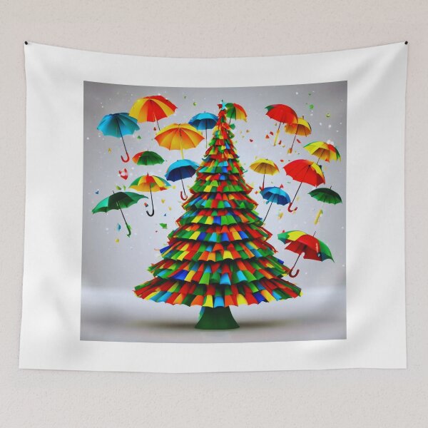 Item preview, Christmas Tree with Crazy Colorful Umbrellas. designed and sold by Zofia Sosnecka.