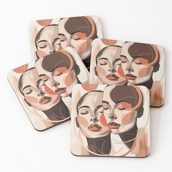 Item preview, Abstract Overlapping Faces – Blush Line Art Illustration with Minimal Shapes designed and sold by Pixelzo.