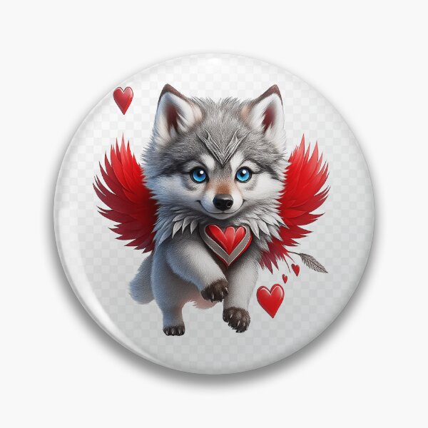 Item preview, Winged Love Wolf – Cute Fantasy Heart Pup designed and sold by Mirkoniart.