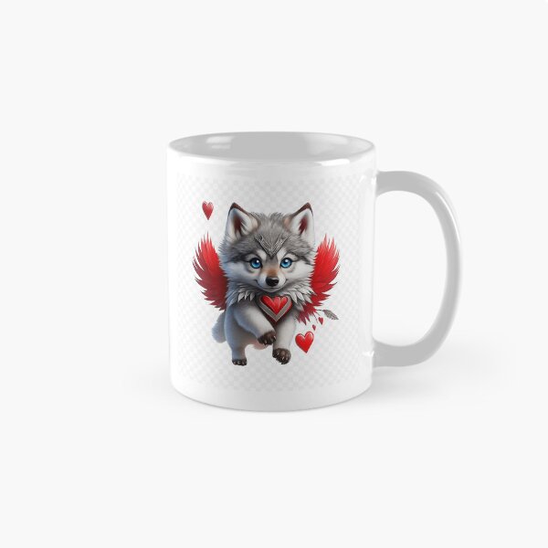 Item preview, Winged Love Wolf – Cute Fantasy Heart Pup designed and sold by Mirkoniart.