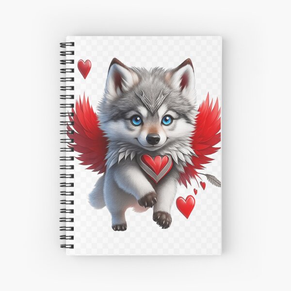 Item preview, Winged Love Wolf – Cute Fantasy Heart Pup designed and sold by Mirkoniart.
