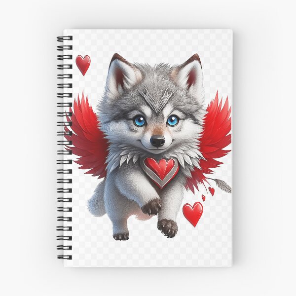 Item preview, Winged Love Wolf – Cute Fantasy Heart Pup designed and sold by Mirkoniart.