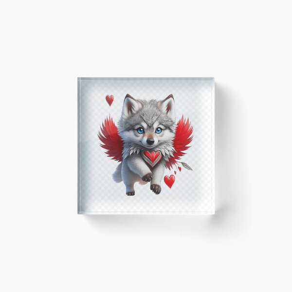 Item preview, Winged Love Wolf – Cute Fantasy Heart Pup designed and sold by Mirkoniart.
