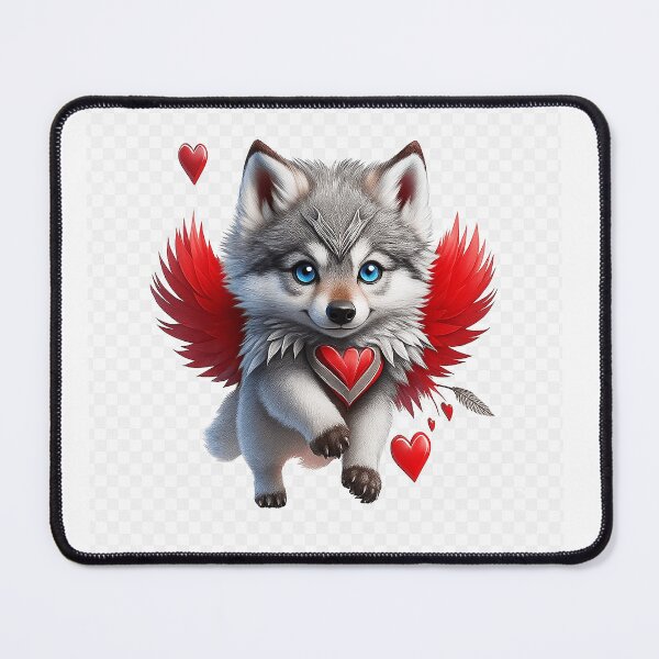 Item preview, Winged Love Wolf – Cute Fantasy Heart Pup designed and sold by Mirkoniart.