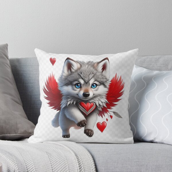 Item preview, Winged Love Wolf – Cute Fantasy Heart Pup designed and sold by Mirkoniart.