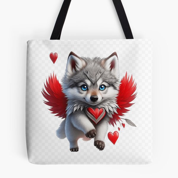 Item preview, Winged Love Wolf – Cute Fantasy Heart Pup designed and sold by Mirkoniart.