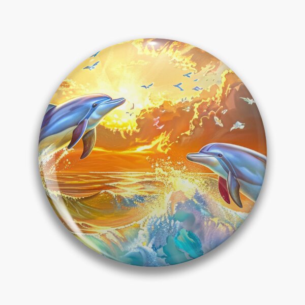 Item preview, Watercolor Dolphins at Ocean Sunset – Dreamy Coastal Wall Art in Pastel Colors designed and sold by MargaretWiktor.