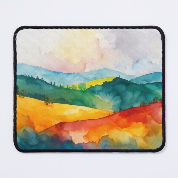 Item preview, Abstract Watercolor Hills on Textured Paper | Expressive Landscape Art designed and sold by Vivid Studio.