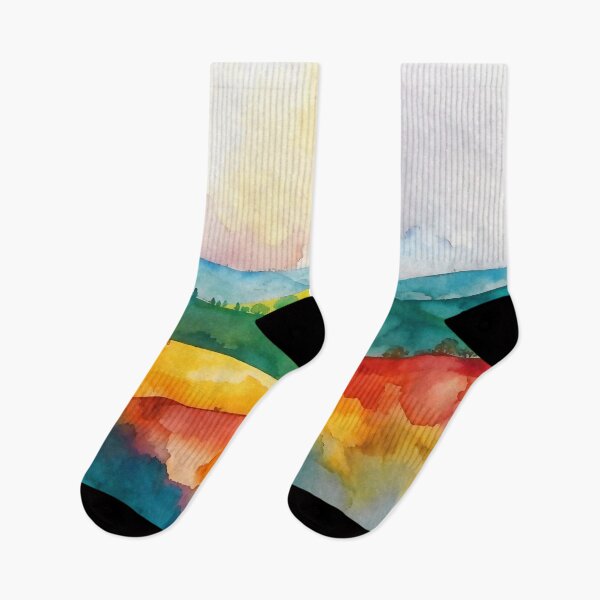 Item preview, Abstract Watercolor Hills on Textured Paper | Expressive Landscape Art designed and sold by Vivid Studio.