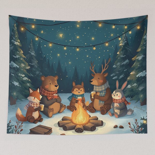 Item preview, Winter Forest Bonfire Gathering designed and sold by WildlifeWhimsy.