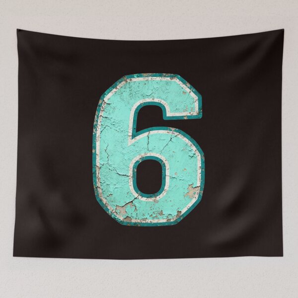Item preview, Vintage Turquoise Six Distressed Number designed and sold by dianadouri.