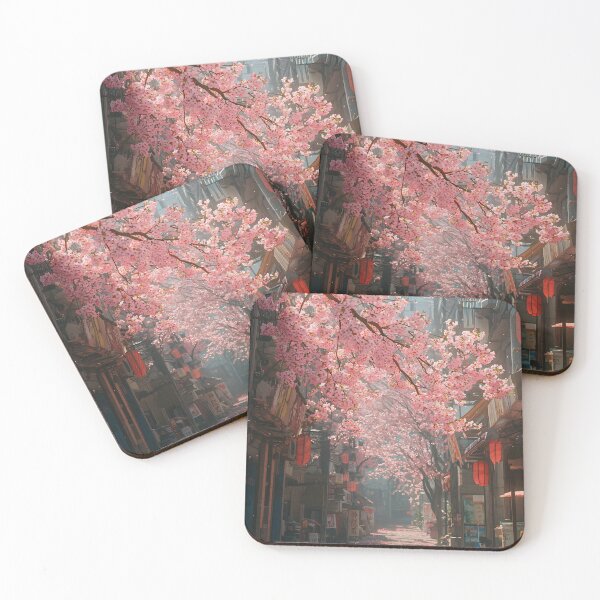 Item preview, Enchanted Sakura Alleyway Art - Japanese Cherry Blossom City Street Painting designed and sold by MetroEnvision.