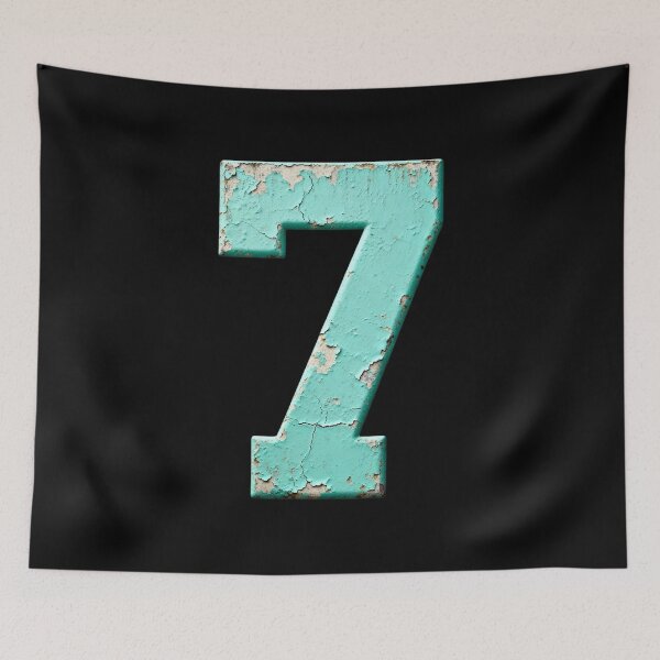 Item preview, Vintage Turquoise Seven Distressed Number designed and sold by dianadouri.