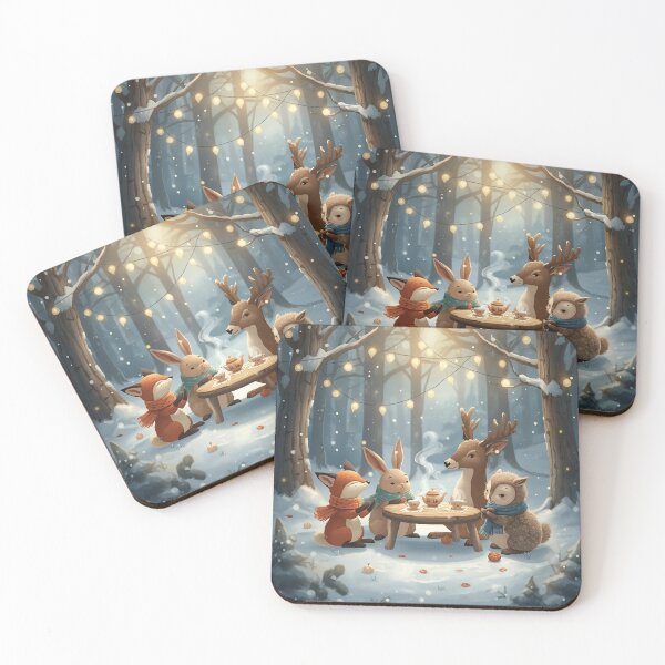 Item preview, Snowy Tea Party in the Forest designed and sold by WildlifeWhimsy.