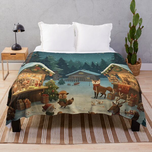 Item preview, Woodland Christmas Market at Night designed and sold by WildlifeWhimsy.