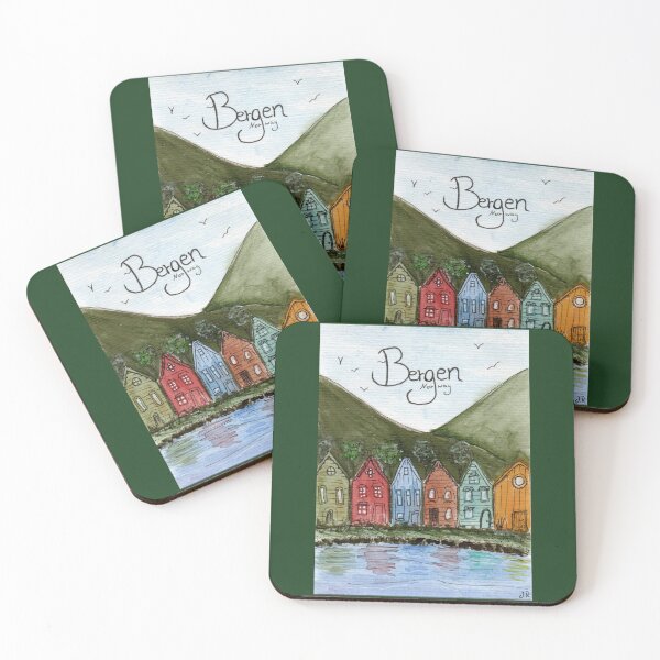 Item preview, Bergen Norway Watercolor designed and sold by little-blue-cup.