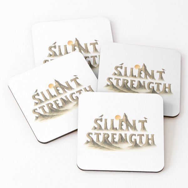 Item preview, Silent Strength – Mountain Peak Typography with Mist and Light Reflections designed and sold by Kony83.
