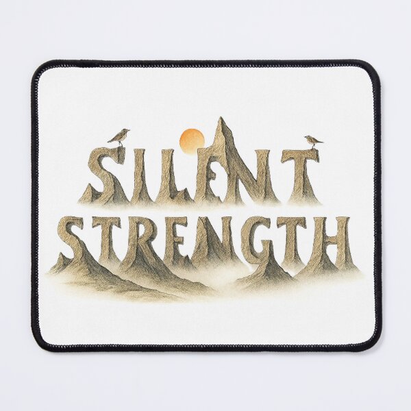 Item preview, Silent Strength – Mountain Peak Typography with Mist and Light Reflections designed and sold by Kony83.