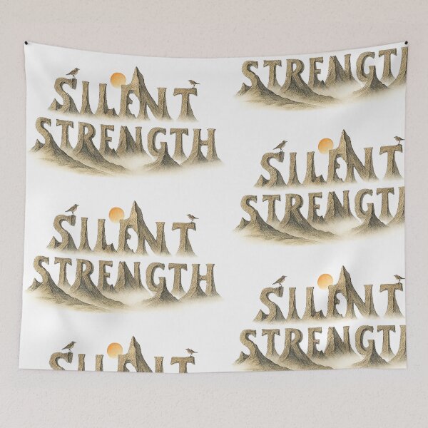 Item preview, Silent Strength – Mountain Peak Typography with Mist and Light Reflections designed and sold by Kony83.