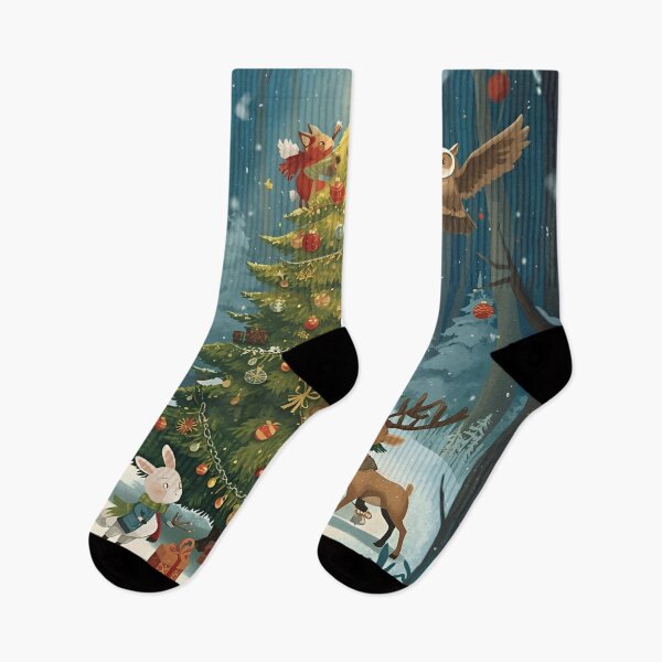 Item preview, Forest Animals Decorating a Giant Christmas Tree designed and sold by WildlifeWhimsy.