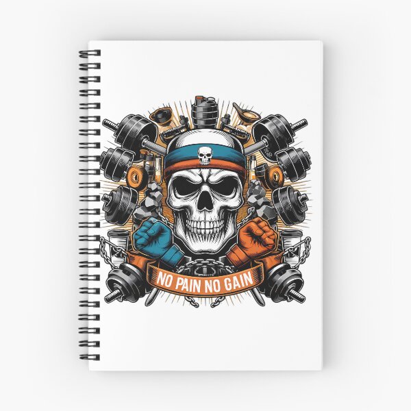 Item preview, No Pain No Gain Gym Skull Fitness Design designed and sold by DrawDrip.
