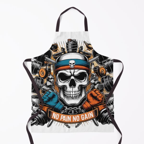 Item preview, No Pain No Gain Gym Skull Fitness Design designed and sold by DrawDrip.