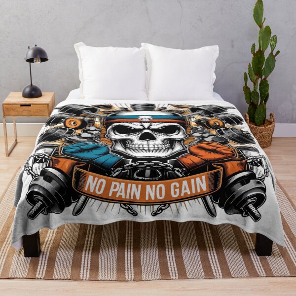 Item preview, No Pain No Gain Gym Skull Fitness Design designed and sold by DrawDrip.