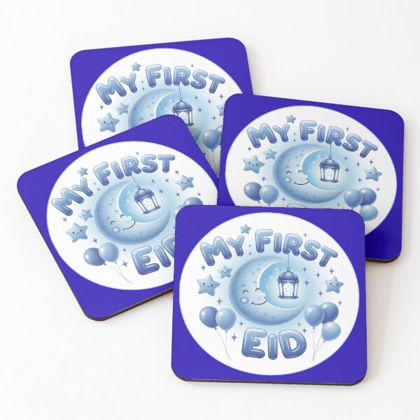 Item preview, "My First Eid" Serene Blue Moon & Stars Celebration (V.1) designed and sold by D-Islamic.