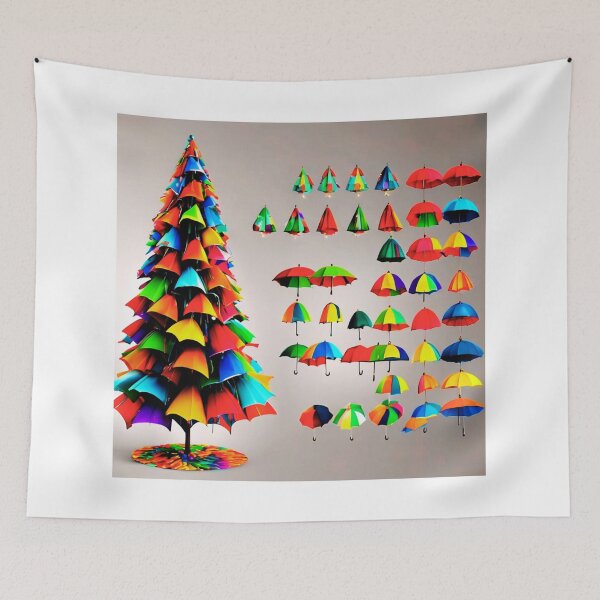 Item preview, Christmas Tree with Crazy Colorful Umbrellas. designed and sold by Zofia Sosnecka.