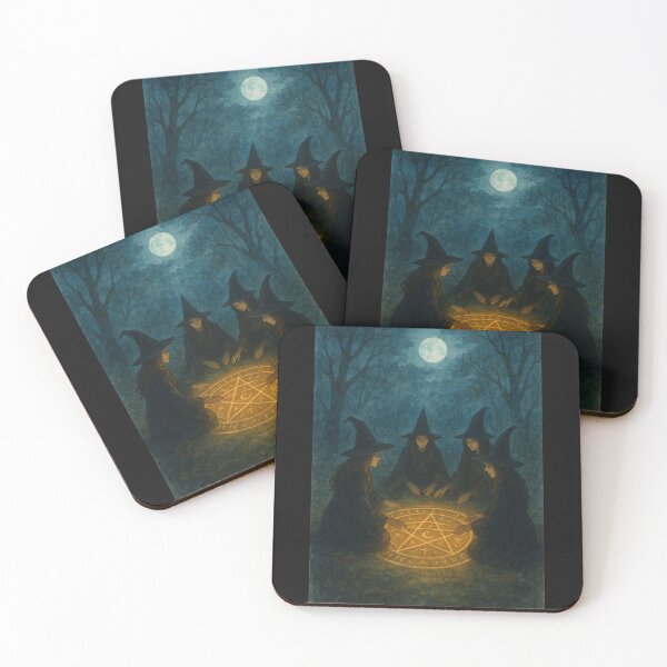 Item preview, Coven of Witches – Moonlit Ritual Watercolor Art designed and sold by PsyFlow35.