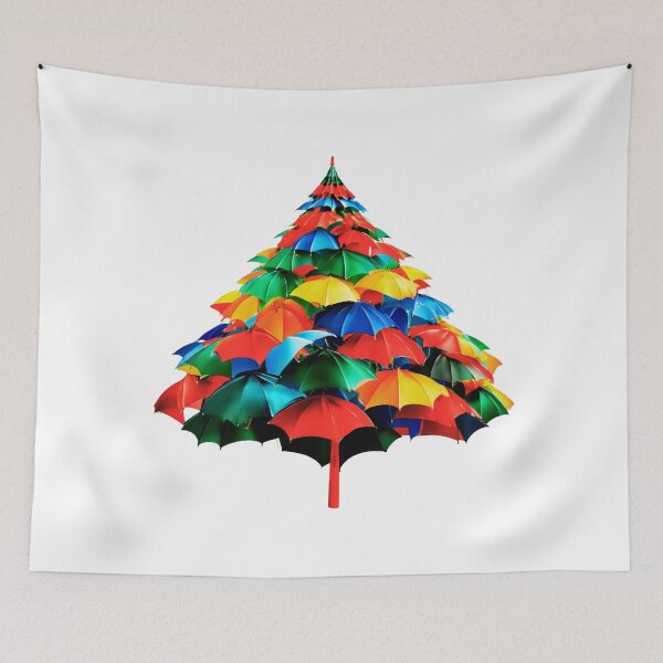 Item preview, Christmas Tree with Crazy Colorful Umbrellas. designed and sold by Zofia Sosnecka.