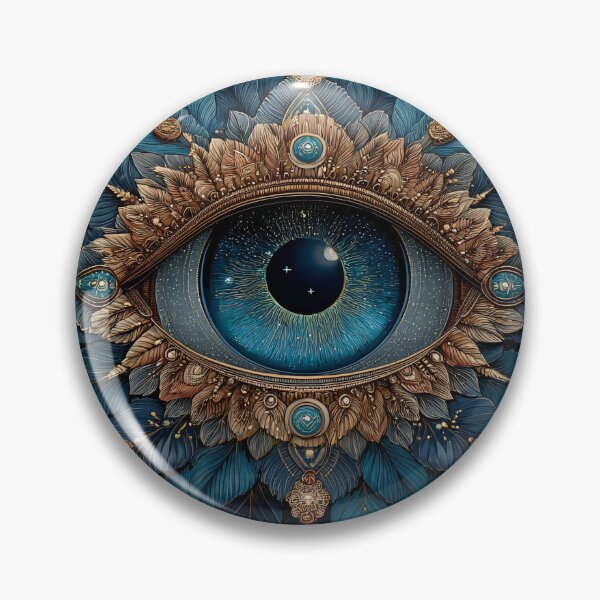 Item preview, Mystic Third Eye Mandala Art - Ornate Gold and Blue Esoteric Symbol Painting designed and sold by MetroEnvision.