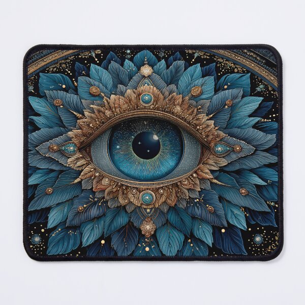 Item preview, Mystic Third Eye Mandala Art - Ornate Gold and Blue Esoteric Symbol Painting designed and sold by MetroEnvision.