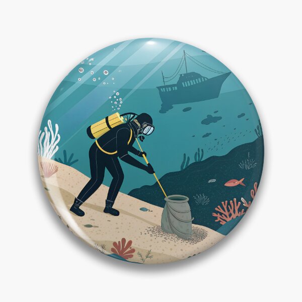 Item preview, Underwater Archaeology Scene – Scuba Diver Discovering Ancient Amphora in the Deep Sea designed and sold by VividOrganica.