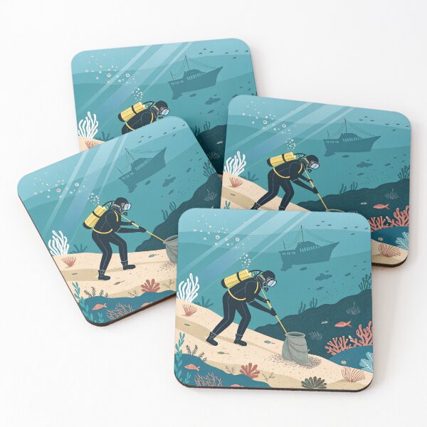 Item preview, Underwater Archaeology Scene – Scuba Diver Discovering Ancient Amphora in the Deep Sea designed and sold by VividOrganica.