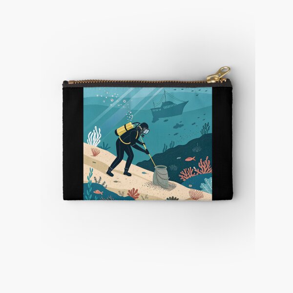 Item preview, Underwater Archaeology Scene – Scuba Diver Discovering Ancient Amphora in the Deep Sea designed and sold by VividOrganica.
