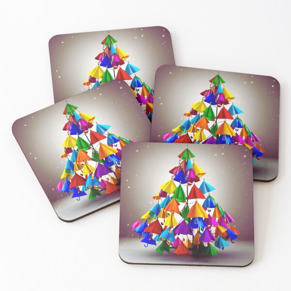 Item preview, Christmas Tree with Crazy Colorful Umbrellas. designed and sold by Zofia Sosnecka.
