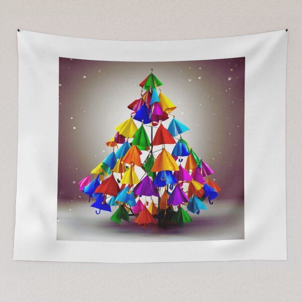 Item preview, Christmas Tree with Crazy Colorful Umbrellas. designed and sold by Zofia Sosnecka.