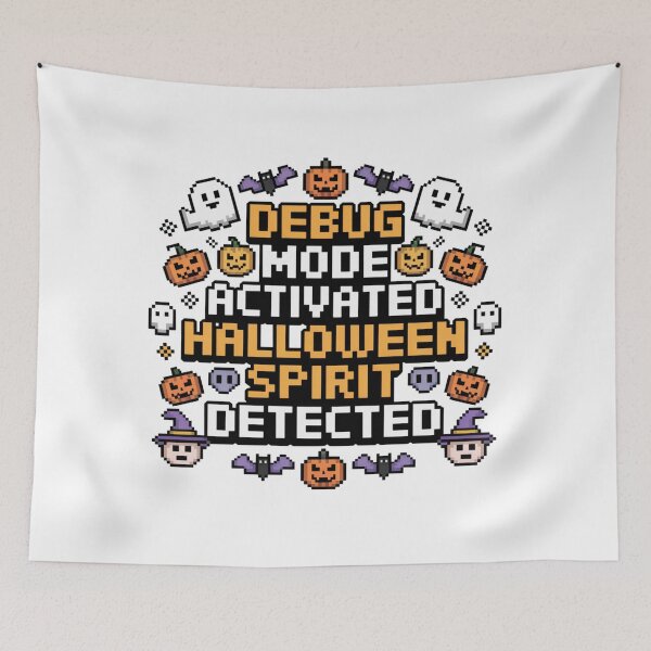 Item preview, Debug Mode Activated Retro Pixel Halloween Humor designed and sold by chattsuede.