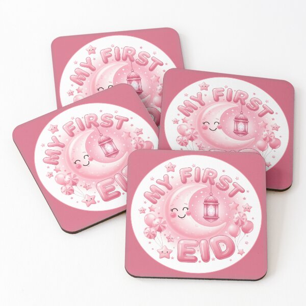Item preview, "My First Eid" Adorable Pink Moon & Stars Celebration (V.1) designed and sold by D-Islamic.