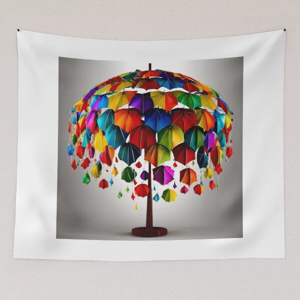 Item preview, Christmas Tree with Crazy Colorful Umbrellas. designed and sold by Zofia Sosnecka.