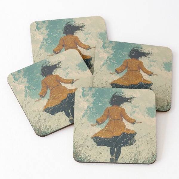 Item preview, Levitating Dreamer Art - Magical Grassy Field Jump Surreal Painting designed and sold by MetroEnvision.