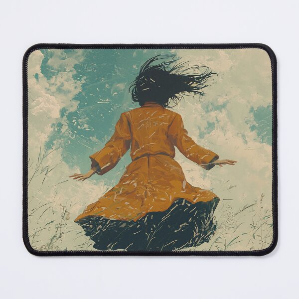 Item preview, Levitating Dreamer Art - Magical Grassy Field Jump Surreal Painting designed and sold by MetroEnvision.